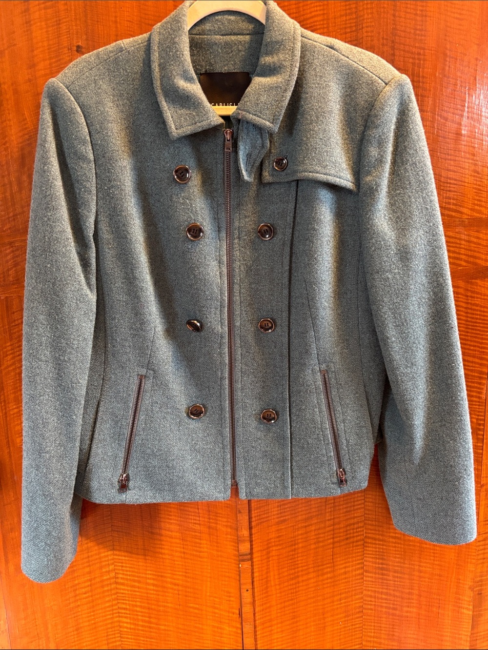 Carlisle Teal Wool Double-Breasted Pea Coat